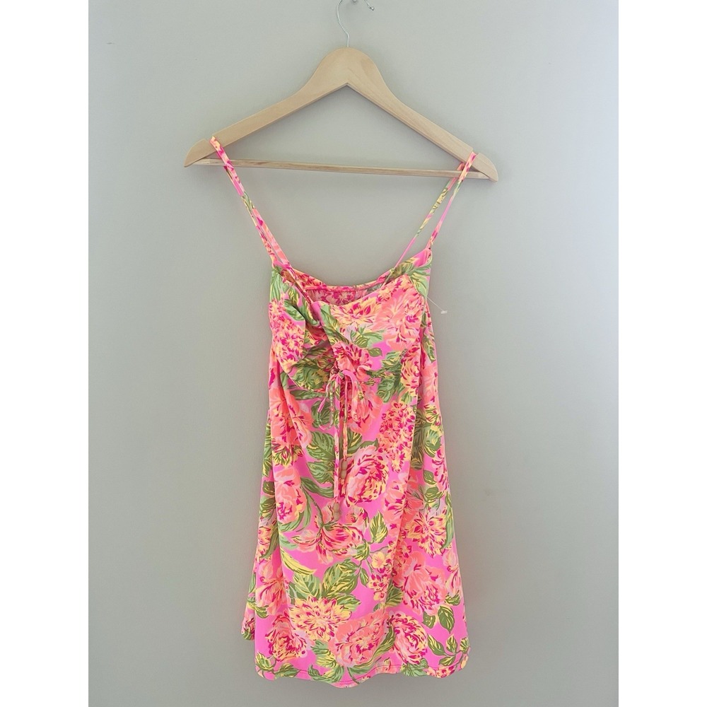 MAAJI Gabrielle Colorful Pink Floral Print Short Dress Coverup Small